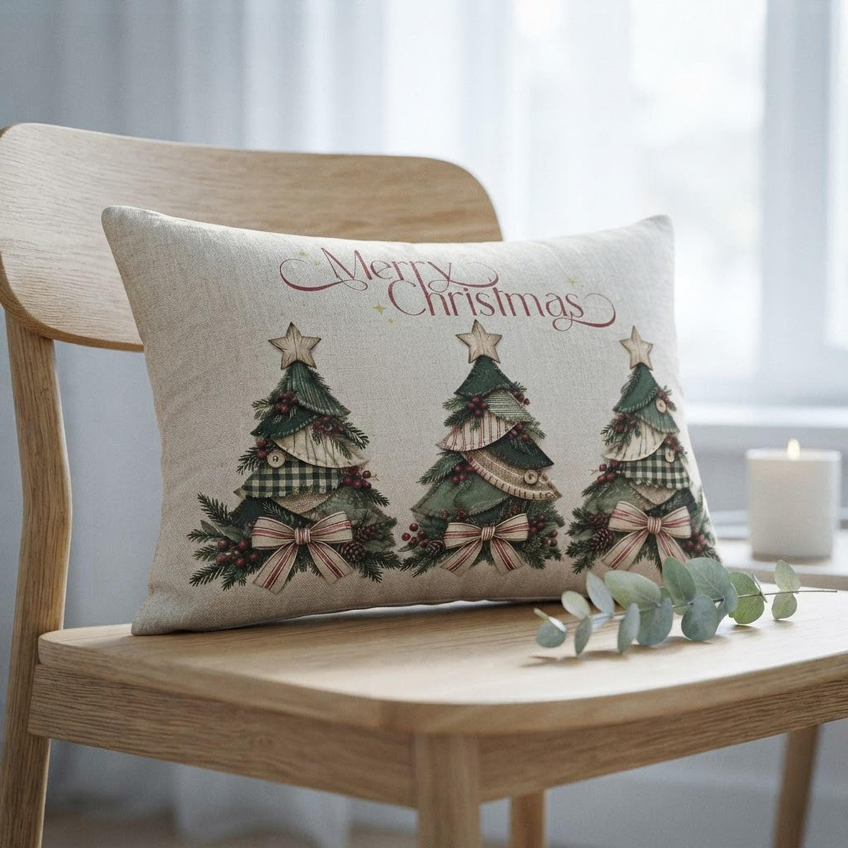 Christmas Tree Lumbar Pillow, 100% Polyester Cover with Double-Sided Print
