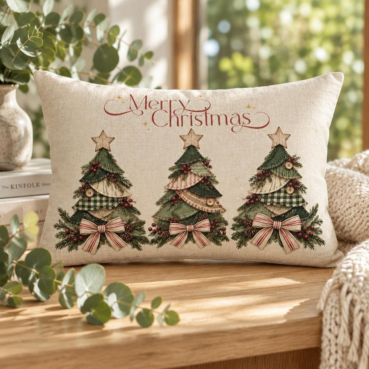 Christmas Tree Lumbar Pillow, 100% Polyester Cover with Double-Sided Print