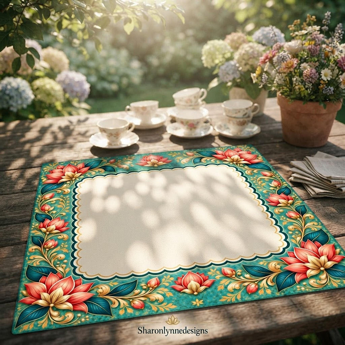 Lotus Mahjong Mat – Smooth Surface, Non-Slip Rubber Backing & Storage Bag, Made in USA