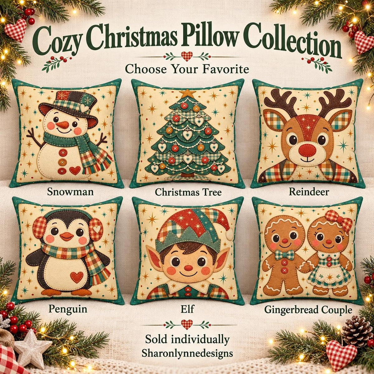 Christmas Pillow Collection, Double-Sided Faux Suede Square Cushion
