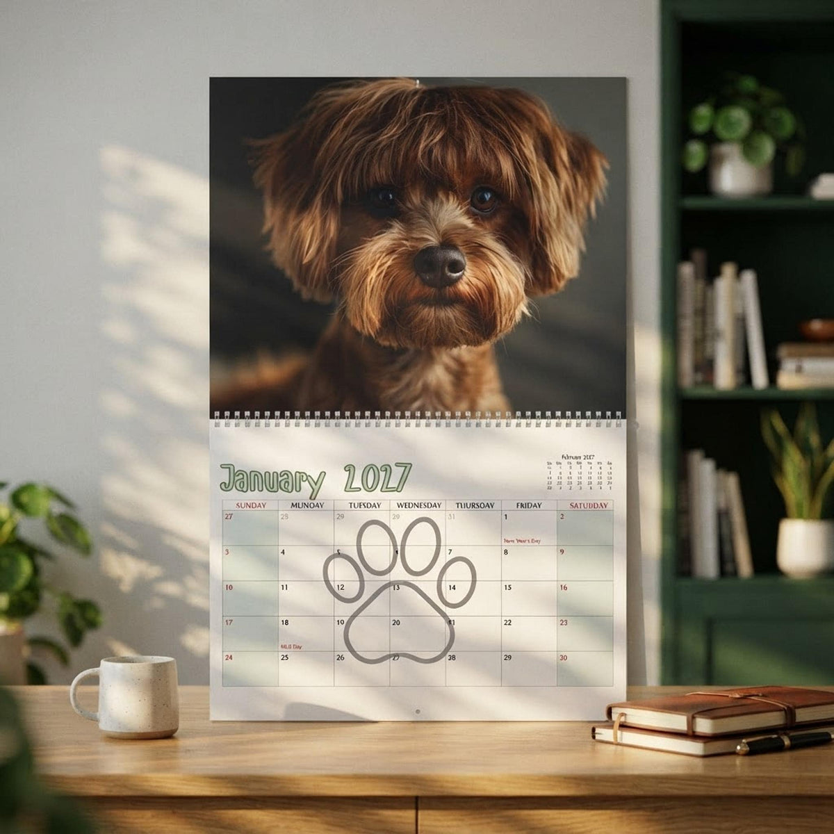 Dogs With Bobs Wall Calendar, Blank Monthly Layouts in Two Sizes