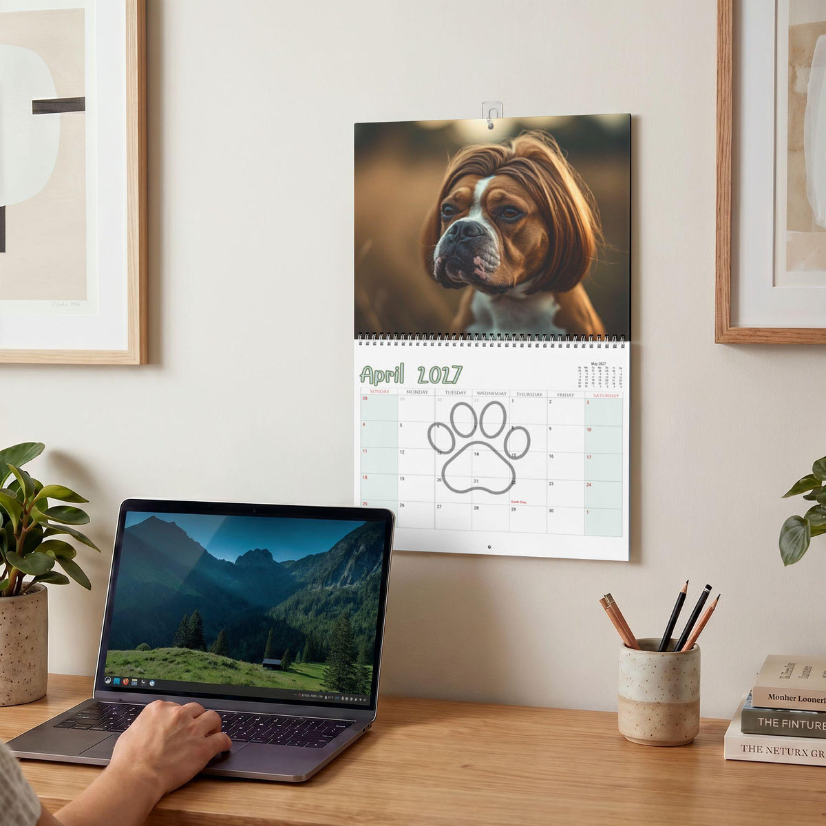 Dogs With Bobs Wall Calendar, Blank Monthly Layouts in Two Sizes