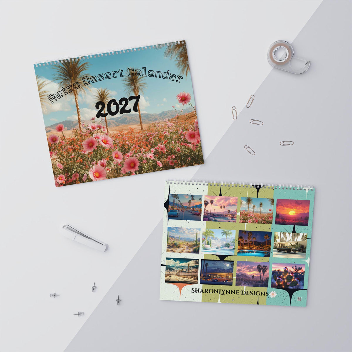 Retro Road Trip Wall Calendar 2027, Wire Bound Scenic Travel