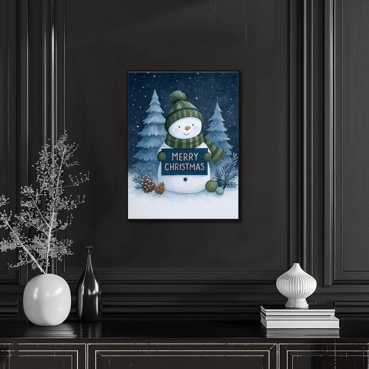 Snowman Diamond Kit, 12 x 16 Inch Winter Canvas Art with Acrylic