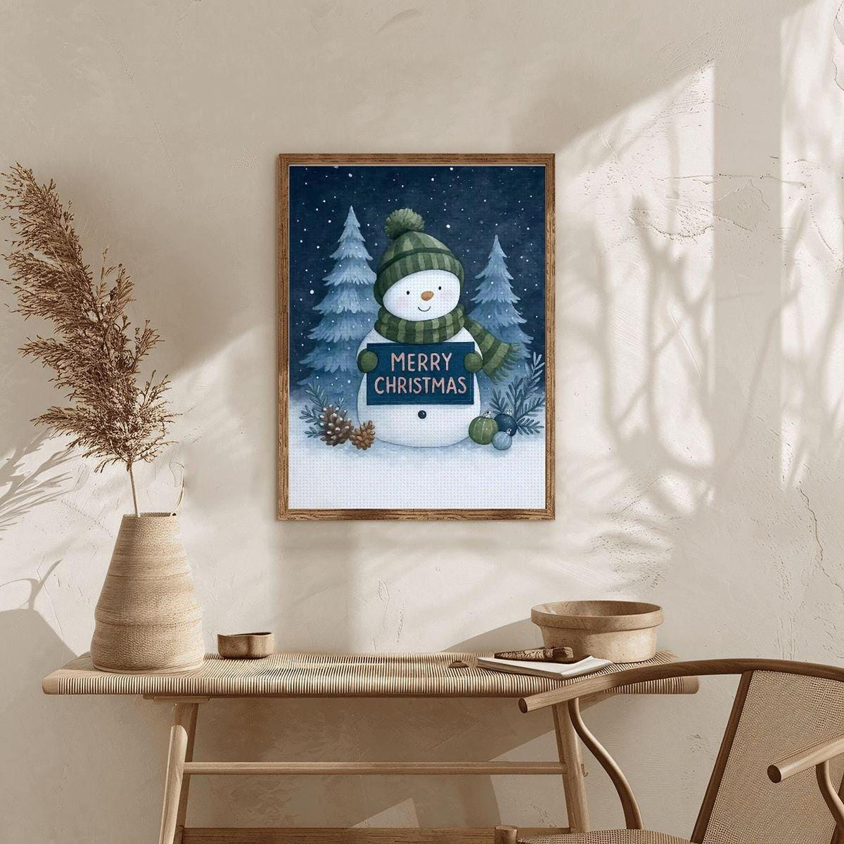 Snowman Diamond Kit, 12 x 16 Inch Winter Canvas Art with Acrylic