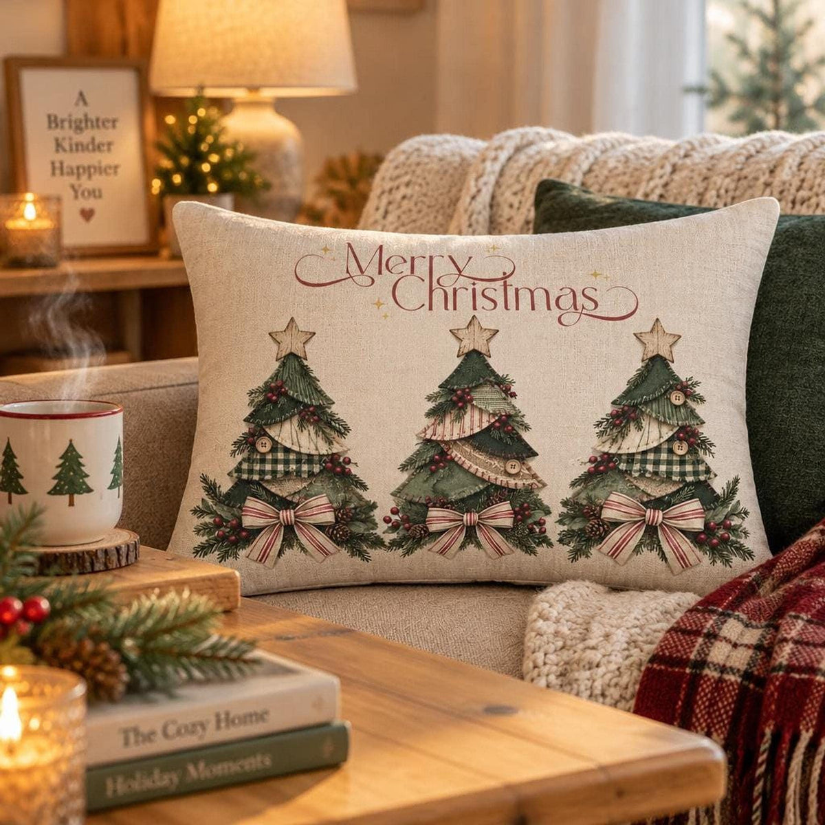 Christmas Tree Lumbar Pillow, 100% Polyester Cover with Double-Sided Print