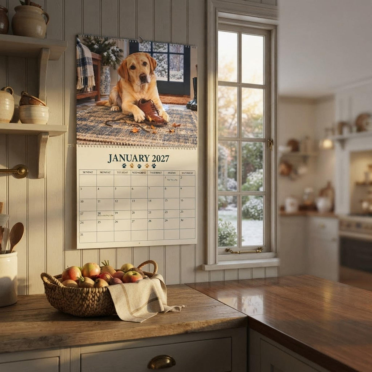 Naughty Dog Calendar, 2027 Wall with Blank Pages