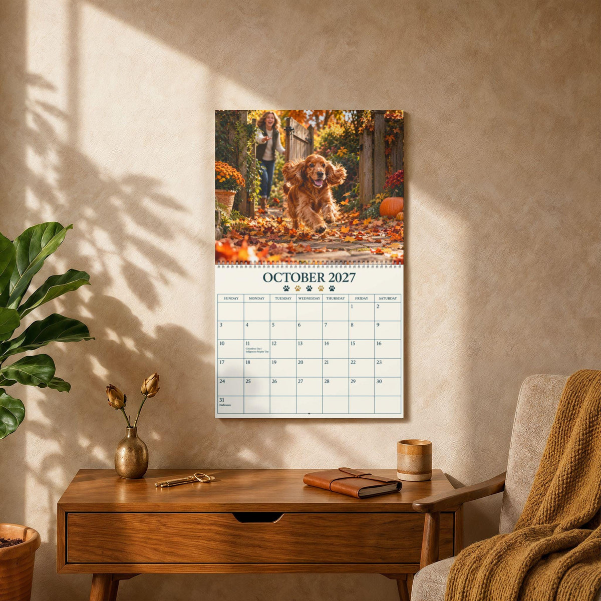 Naughty Dog Calendar, 2027 Wall with Blank Pages