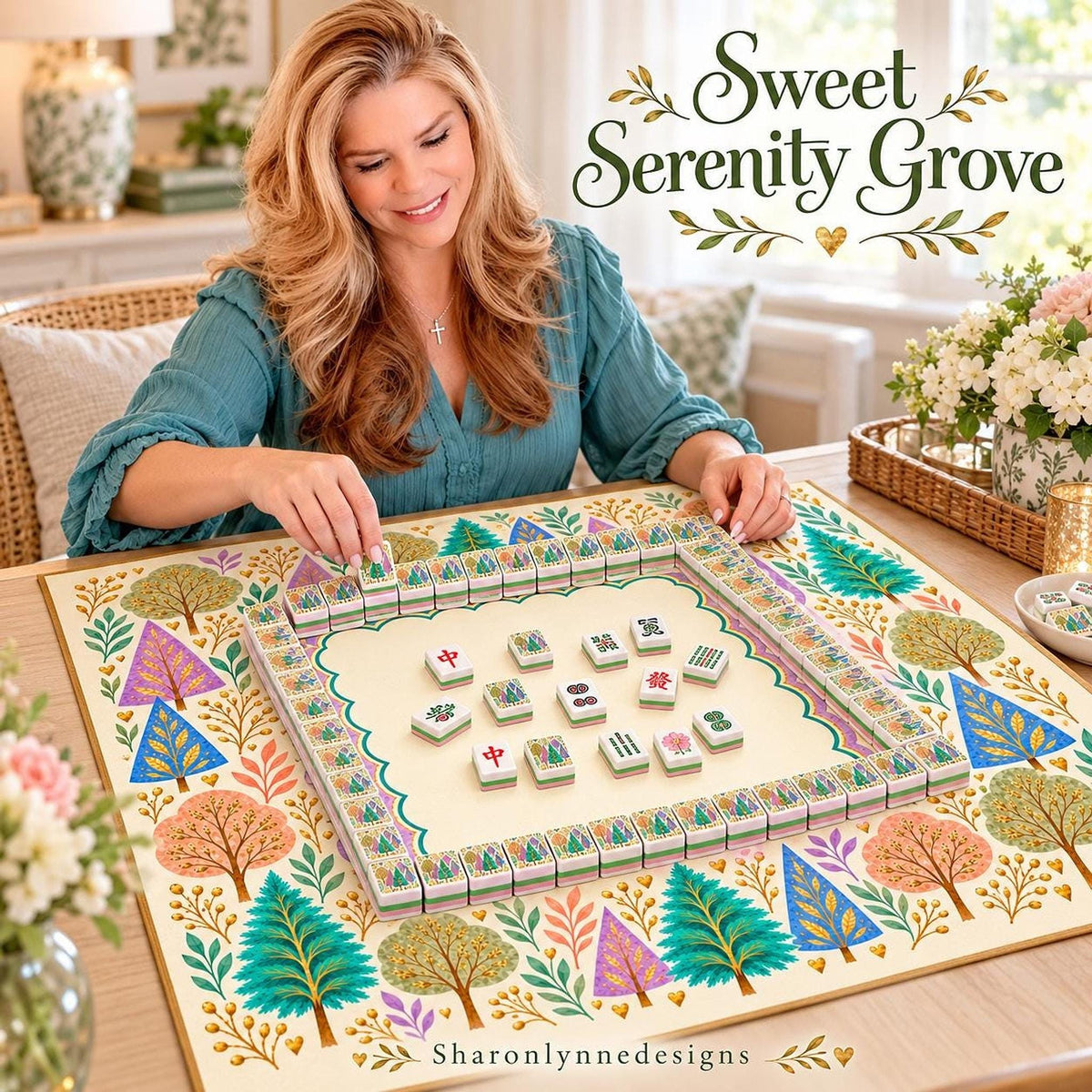 Sweet Serenity Grove American Mahjong Tiles 4 Layer Acrylic